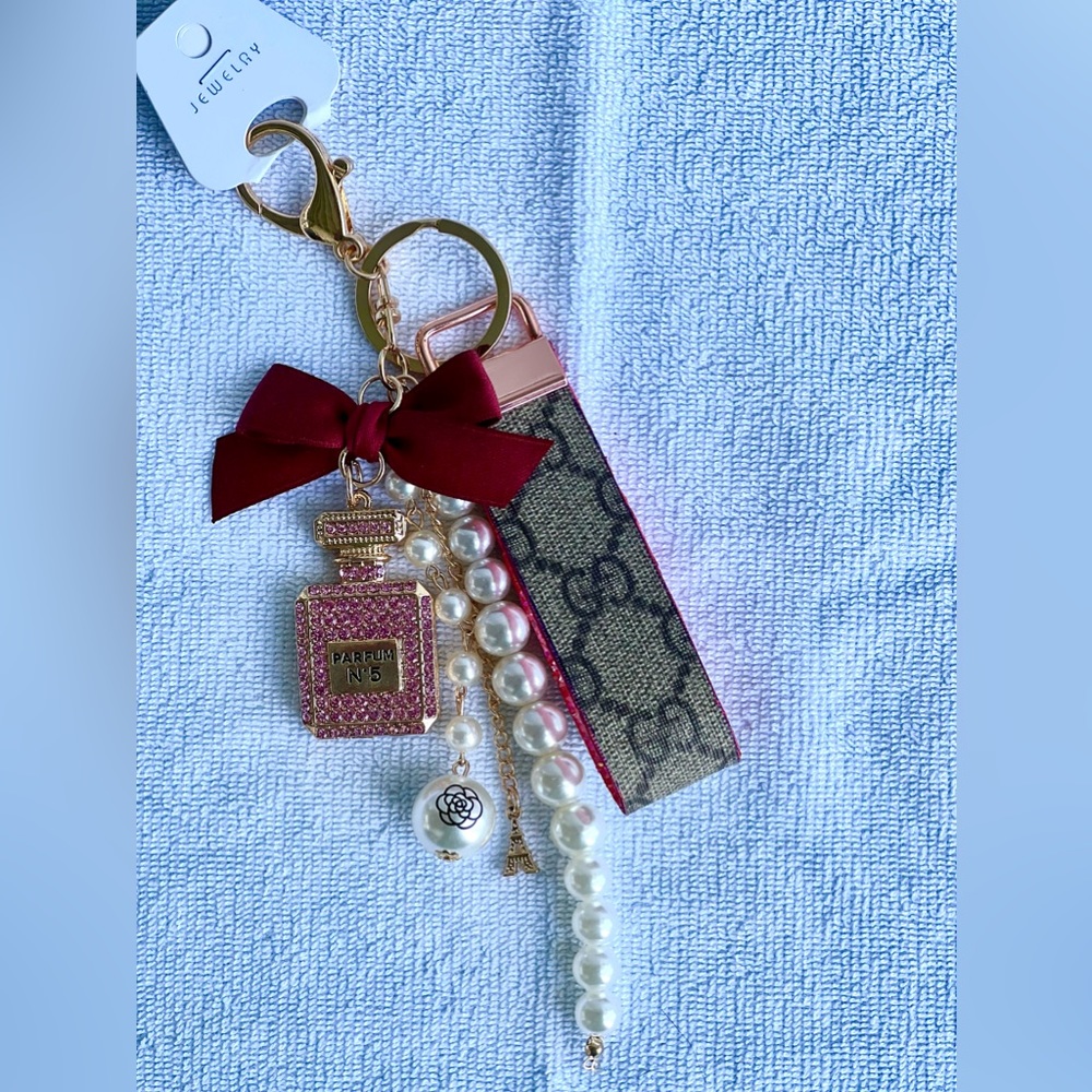 Repurposed Custom Handmade Loop Keychain With Charm